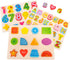 Wooden Alphabet Number Shape Learning Puzzles for Toddlers, 3 in 1 ABC Letter Puzzle Board Set for Ages 3-5 Educational