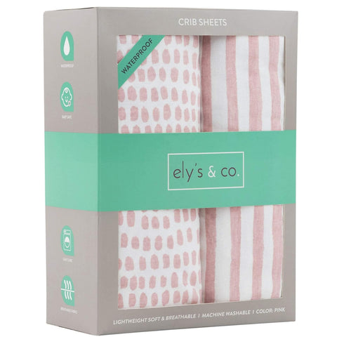 Ely's & Co. Patent Pending Waterproof Changing Pad Cover and Crib Sheet Bundle