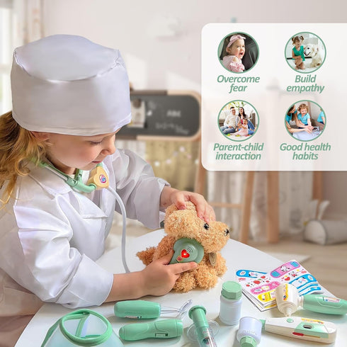 3 4 5 6 26 Playset Liberry Doctor Kit for Toddlers Years Old, Pcs Kids Doctor with Dog Toy, Stethoscope and Dress Up