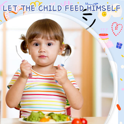 Chumia 9 Pieces Stainless Steel Toddler Forks, Kids Safe Utensils Set for Baby Self Feeding Training, Dishwasher Safe