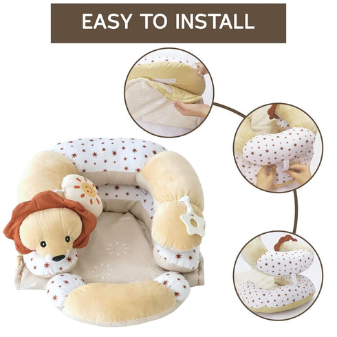 2-in-1 Tummy Aila+Aiden Time Mat and Seated Support with Sensory Toys for Newborns and Babies Includes Detachable