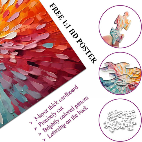 Impossible Puzzles for Adults, 1000 Piece Colorful Hard Puzzles, Gradient Rainbow Art Painting