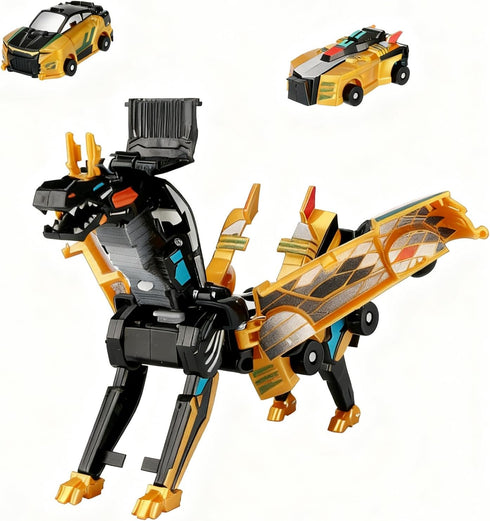 ZIYIME Collision Transforming Dinosaur Car Toy, Magnetic Toy Cars Transform into Dinosaurs for