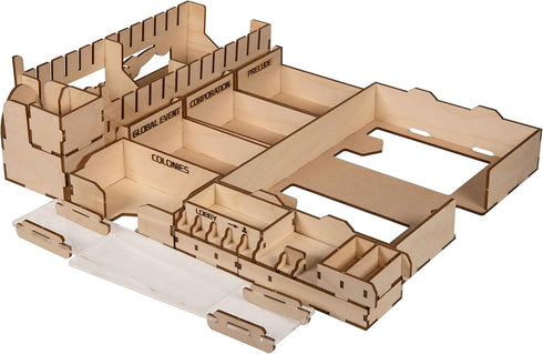 The Broken Token Terraforming Mars Game Organizer - Wood Storage Box with Multiple Trays