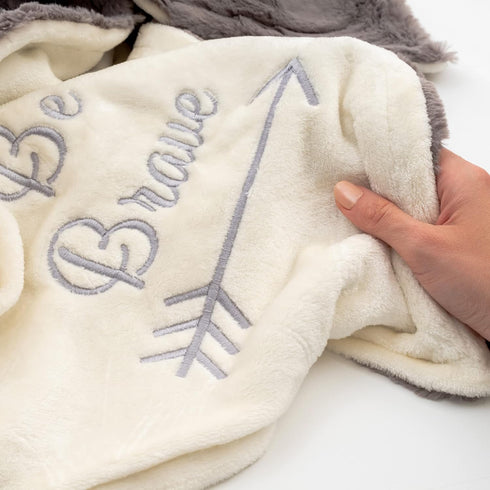 Luxuriously Soft Luxury Cuddle Minky Baby Blanket Super Soft Double Layer Embroidered Faux Fur Nursery Bed Blanket