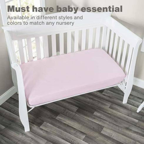 Everyday Kids 2-Pack Fitted Crib Sheets, 100% Soft Microfiber Baby Sheet, Pink and White Nursery Sheets