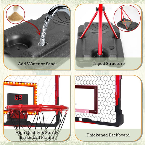 Meland Kids Basketball Hoop, Adjustable Height 3.4ft-6.2ft, Indoor Outdoor Basketball Goal Toys for Boys 3-8