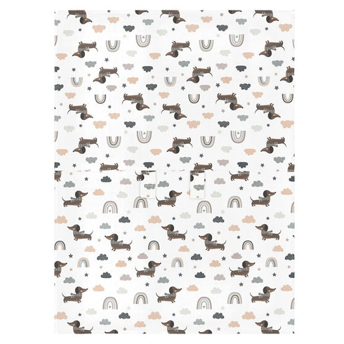 DOMIKING White Dachshund Dog Pattern Baby Car Seat Cover Breathable Infant Car Seat Cover for Babies Lightweight