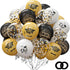 75 Pack Graduation Party Decorations, 12 Inch Black Gold Balloons with Balloon Ribbons for Graduation Party Supplies