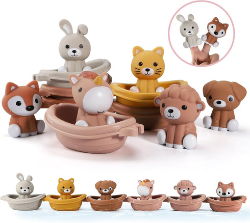 Nueplay Bathtub Toys for Toddlers 18M+Baby Bath Toys with Animal Finger Puppets