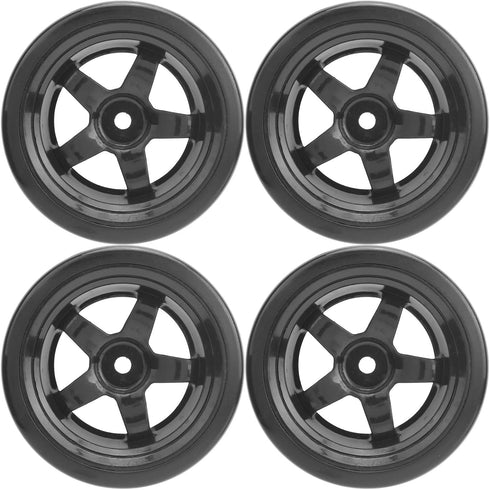 VBESTLIFE 4Pcs RC Rubber Tires, 63mm Antiskid Drift Tyres Wheel Rims for D12 1/10 RC Car Accessories