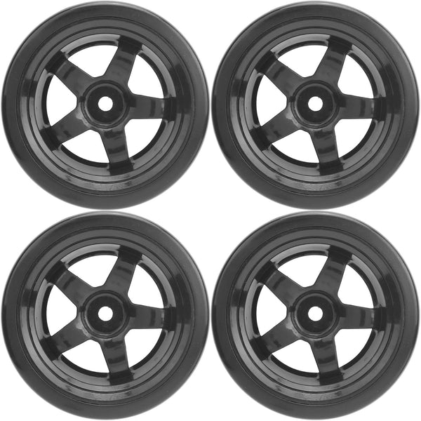 VBESTLIFE 4Pcs RC Rubber Tires, 63mm Antiskid Drift Tyres Wheel Rims for D12 1/10 RC Car Accessories