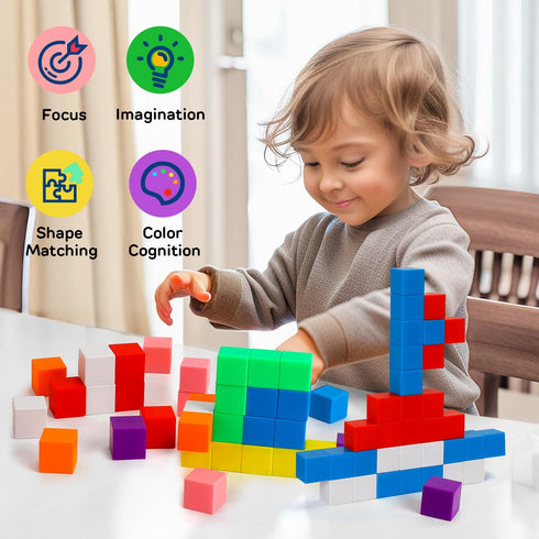 TOY Life 64 Pcs Magnetic Blocks - Magnetic Building Blocks for Toddlers Age 3-5, Learning Building Toys for Kids Ages