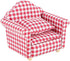 Doll House Sofa Arm Chair, 1:12 Scale Wooden Miniature Furniture Decor Couch with Pillow, Kids Play Toy
