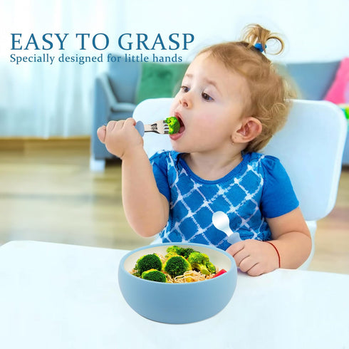 8PCS Silicone Baby Plates, Bowls & Utensils Set - Safe & Durable for Toddlers 1-3, Ideal for Infant Feeding &