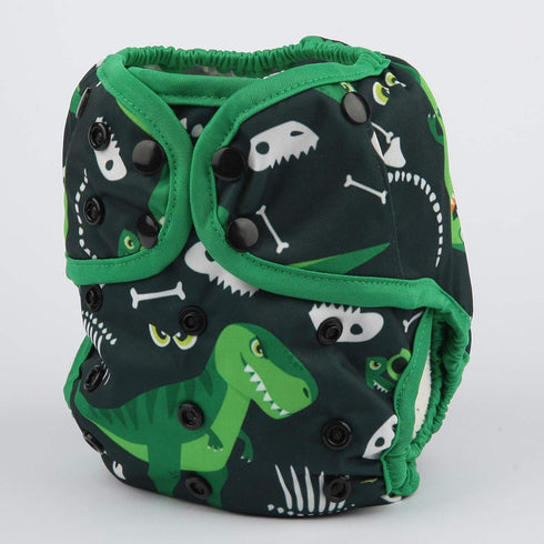 Sigzagor 8lbs 36lbs Baby Diaper Cover Nappy One Size to for Boys (Green Dinosaurs)