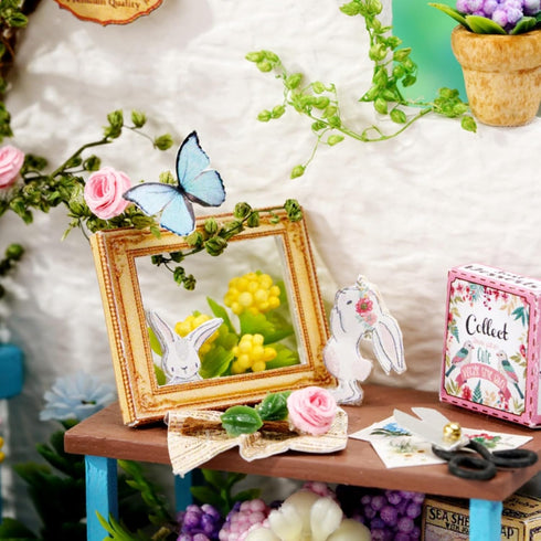 OZJAY 1:24 DIY Miniature House Kit with Dust Proof Cover, Scale Creative Room Mini DIY Wooden Dollhouse Miniature Kit