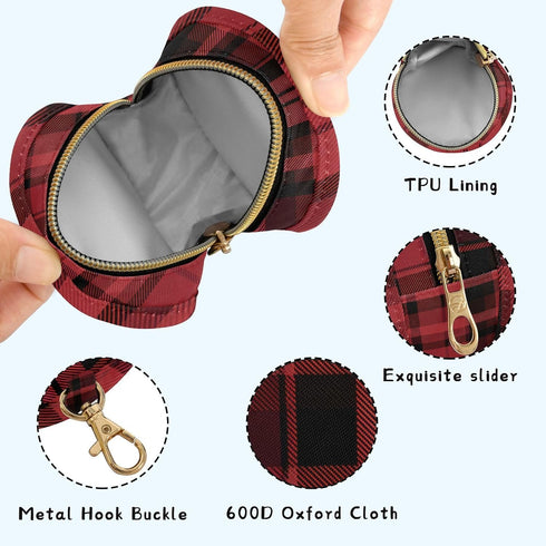 YETTASBIN Buffalo Plaid Portable Pacifier Holder Case with Metal Hook Buckle & Zipper for Diaper Bag and Stroller