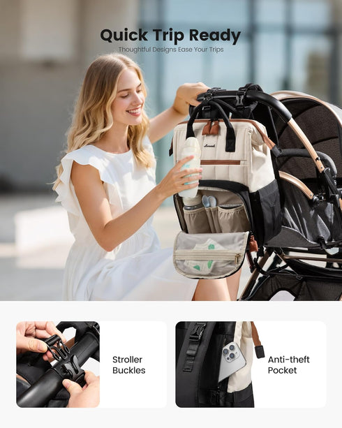 Backpack, LOVEVOOK Puffer Diaper Lightweight Baby Bag with Changing Pad, Diaper Bag for Mom Dad with Stroller Buckles