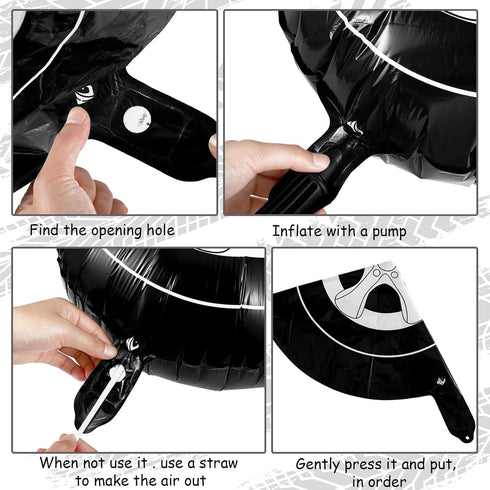 14 Pcs Car Decorations - Racing Cars Birthday Party Supplies with Inflatable Tire Floats and Balloons