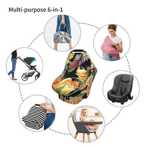 Schgap Wildflower Yellow Baby Car Seat Covers Canopy, Nursing Cover Breastfeeding Baby Carrier Covers Carseat Canopy
