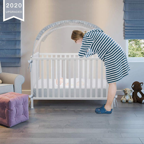 L RUNNZER (55.2" 27.6" 51.6" Crib Tent, Crib Net to Keep Baby in, Breathable Pop Up Crib Tent Canopy Keep Baby from