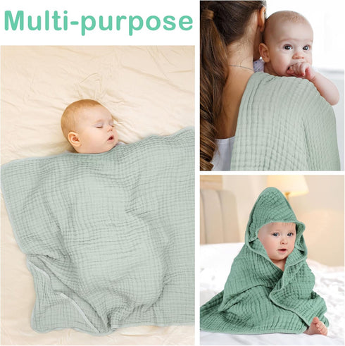 Accmor 2 Pack 100% Hooded Baby Towels, Muslin Cotton Bath Towel for Babies, Newborn, Infant and Toddler, Absorbent Soft