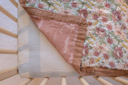 47" 47" 2 Summer Floral-2) Little Jump Boho Vintage Floral Muslin Blanket Baby Quilt - Silky Soft and Breathable Crib