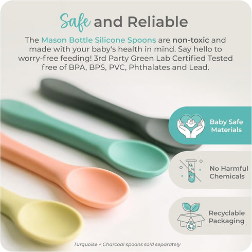 Mason Bottle 2 Pack Silicone Spoons (Buttercup & Harbor)