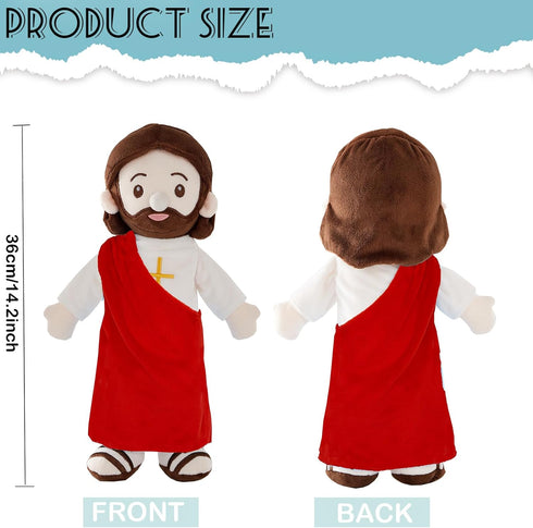 14.2" Jesus Plush Doll Jesus Plushie Stuffed Toy Christian Stuff Religious for Kids Christening Easter (Red)