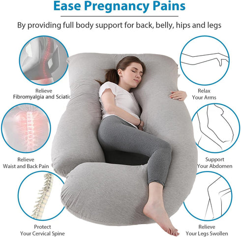 Jcickt Sleeping,59 inch Pregnancy Pillow for Maternity Pillow with Removable Washable Cover,J-Shaped Cooling Full Body