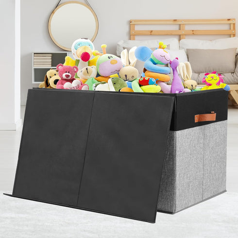 Gowee Closet, 26"x17" x17" Large Toy Storage Box with Lid, Sturdy Toys Storage Chest Bin Organizer Basket with Dividers