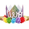 Baby Girl Glitter 1 2 3 First Birthday Rainbow Flower Crown Hat Floral Tiara Headband