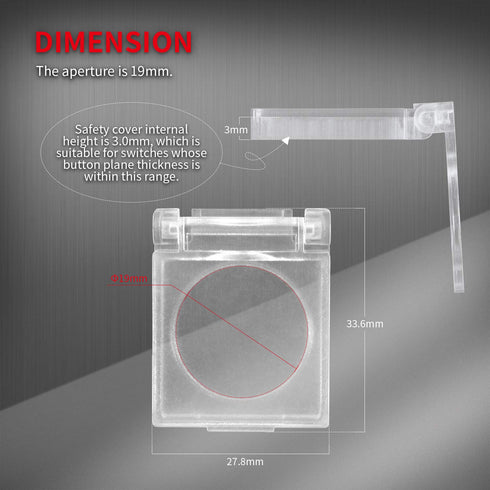 DaierTek 19mm PC Power Push Button Switch Cover Safety Guard Plastic Transparent Cap Protector for 3/4" Mounting Dia. -