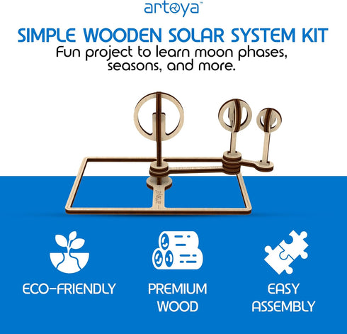 Artoya Pocket Tellurion Solar System Kit for School Project, Orbiting Sun-Earth-Moon Model, Solar System Project Kit
