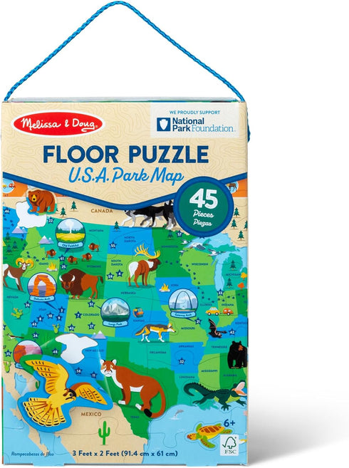 Melissa & Doug National Parks U.S.A. Map Floor Puzzle – 45 Jumbo Pieces with Search-and-Find Activities