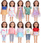 10 Sets of 18 Inch American Doll Clothes, Including 10 of Doll