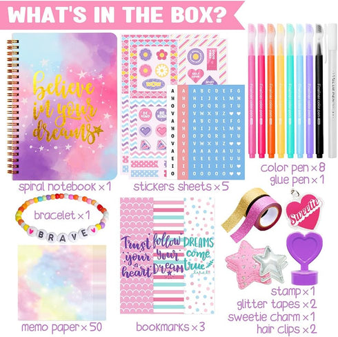 Nollh 200+PCS Set, 8 9 10 11 12 13 14 DIY Journal Kit for Girls - Teen Tween Girl Gifts Trendy Stuff, Stocking