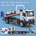 12.5" HAPYAD Police Tow Truck Toy Metal Cab, Flatbed Tow Truck Toys for Boys with Lights and Siren Sounds, Friction