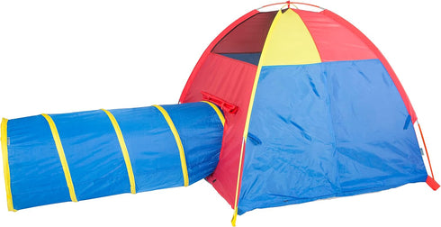 Pacific Play Tents 20414 Kids Hide-Me Dome Tent and Crawl Tunnel Combo, Large, Red/Yellow/Blue