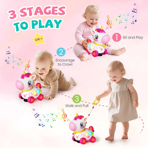 1 6-9-12-18 Unicorn Toys for Year Old Girl Gifts, Baby Musical Learning Toys Months, Bilingual Educational Toys