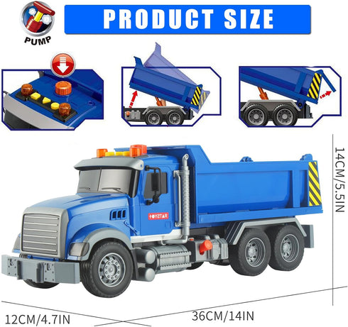 Dump Truck Toy Construction Toys with Lights and Sounds - Push & Go Car for Toddlers Age 3-5 Birthday Gift