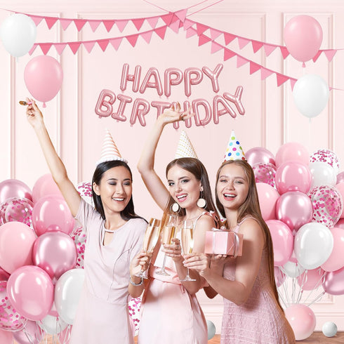 60pcs 12inch Light Pink and White Balloons, Pearl Light Baby Pink Confetti White Balloons for Wedding Bridal Shower