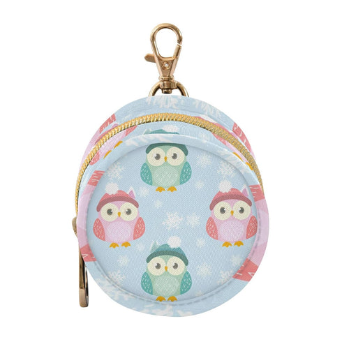 Owl Round Pacifier Storage Case with Zipper, Portable Pacifier Case for Travel,