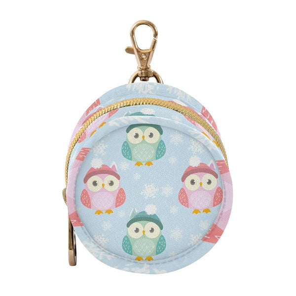 Owl Round Pacifier Storage Case with Zipper, Portable Pacifier Case for Travel,