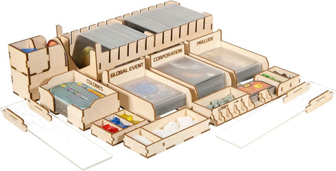 The Broken Token Terraforming Mars Game Organizer - Wood Storage Box with Multiple Trays