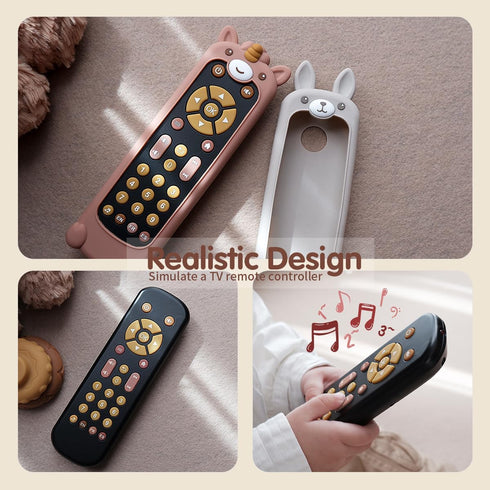 Nueplay Baby TV Remote Control Toy - Silicone Teether Cover - Early Number Learning in 3 Languages for Toddlers
