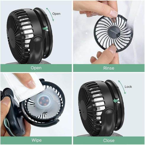 Momcozy 4-Speed 0.26lb 4.5mm Backpack/Table/Chair Portable Stroller Fan with Clip | Mini-Fan for Carrier | Personal