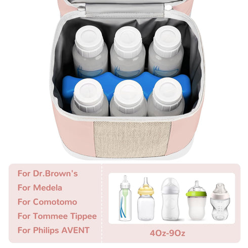 Pack, 6 9 Mancro Breast Milk Cooler Travel Bag with Ice Double Layer Baby Bottle Cooler Bag Fits Bottles Up