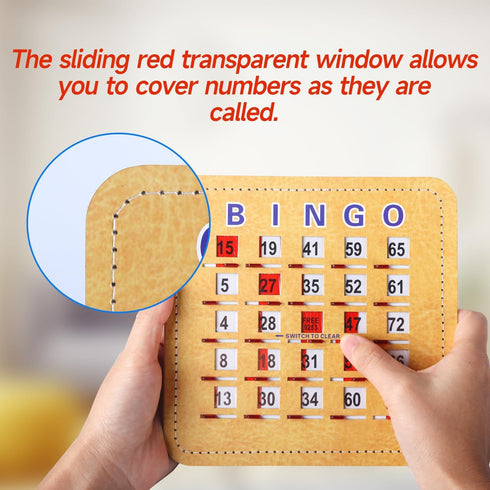 GSE 5Ply Stitched Shutter Bingo Cards - Easy-Read Large Print Bingo Cardboard with Sliding Windows (10-Pack)